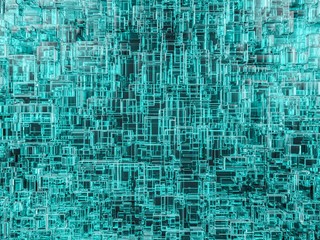 Abstract cubes background with glass. 3D rendering