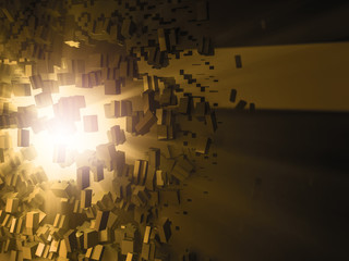 Abstract square gold background. 3D rendering