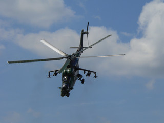 Majestic army helicopter on sunny day