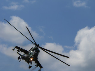 Fototapeta na wymiar Majestic army helicopter on sunny day