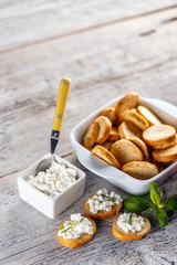 Bruschetta sandwich with cottage cheese