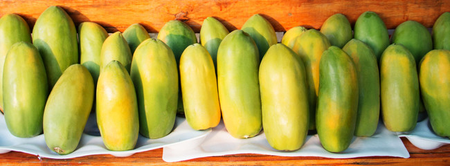 ripe papaya on shelf