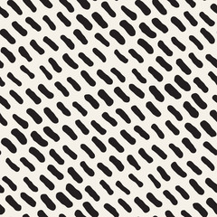 Hand Drawn Scattered Wavy Lines Monochrome Texture. Vector Seamless Black and White Pattern