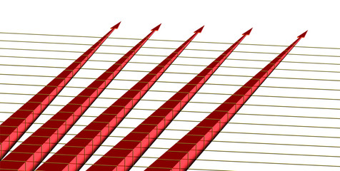 five red arrows on a yellow strings isometrics