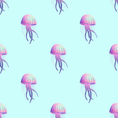 vector pattern with jellyfish