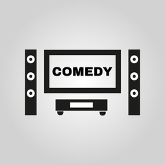 Comedy movie icon. TV and Home theater, cinema symbol. Flat design. Stock - Vector illustration