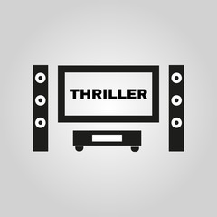 Thriller movie icon. TV and Home theater, cinema symbol. Flat design. Stock - Vector illustration