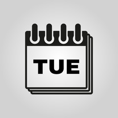 Tuesday icon. Tue and calendar, data symbol. Flat design. Stock - Vector illustration