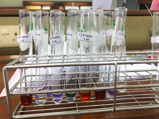 Glass tube in laboratory equipment.
