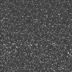 Abstract network seamless background with shiny stars. Triangle geometric pattern.