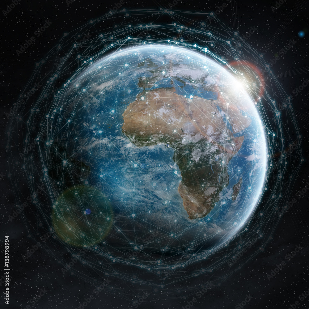 Leinwandbilder data exchange and global network over the world 3d rendering