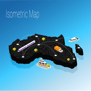 Map Africa isometric concept.