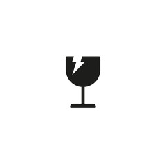 Fragile, handle with care symbol isolated on white background vector illustration. Broken wine glass symbol applied to easily broken cargo. International standard black packaging pictogram