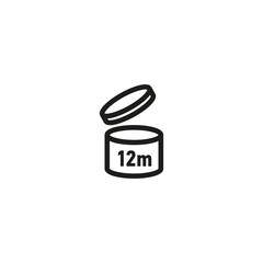 Period After Opening (PAO) symbol isolated on white background vector illustration. Cosmetic products shelf life sign. International standard black packaging pictogram.