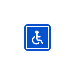 Only disabled person parking roadsign isolated on white background vector illustration. Wheelchair handicap icon, car parking regulation symbol, traffic sign, road information and help