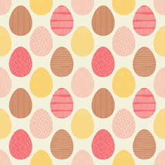Seamless pattern with Easter eggs. Freehand drawing