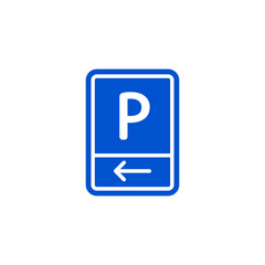 Parking zone to left roadsign isolated on white background vector illustration. Car parking regulation symbol, traffic sign, road information and help, roadway auto service icon