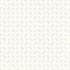 Subtle Ornament With Striped Rhombuses. Vector Seamless Monochrome Pattern