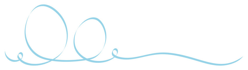 2 Calligraphy Blue Easter Eggs Ribbon