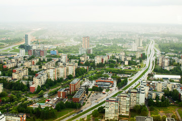 Fototapeta na wymiar view from the television tower in Vilnius. Lithuania. Vilnius Panorama 