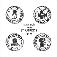 Patricks Day stamps on white background