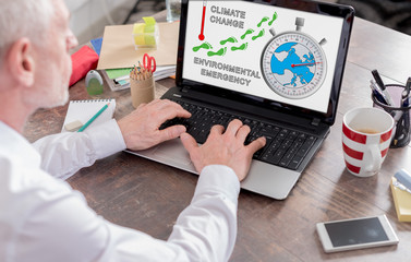 Global warming concept on a laptop screen