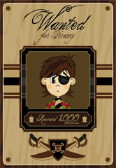 Cute Cartoon Pirate Wanted Poster - 138803704