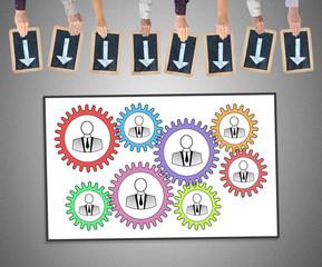 Teamwork concept on a whiteboard