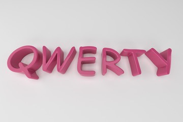 qwerty pink 3d text. 3D rendering