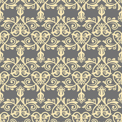 Damask vector classic golden pattern. Seamless abstract background with repeating elements. Orient background