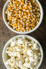 Popcorn and corn seeds.