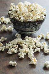 Popcorn in ceramic bowl.