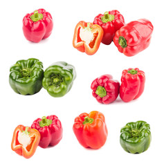 Set of different variations of red and green peppers