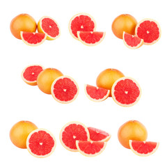 Set of different variations of red grapefruits