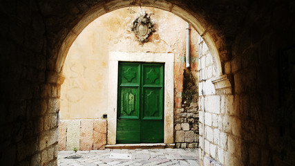 Green closed door
