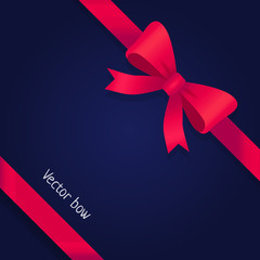 Vector Bow. Shiny Wide Red Ribbons. Two Petals