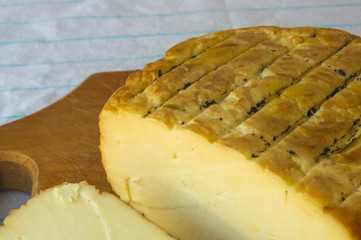 head of traditional Adygei cheese handmade