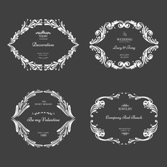 Collection of hand drawn wreaths. Cute template design elements. Vector illustration.