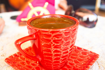 natural coffee with crema in Cup