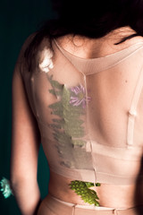 Fashion shoots of girl with flowers. Spring and 8 march concept