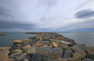 Phare à Port-Barcarés. France. Occitanie.