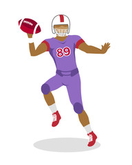 Obraz premium American Football Player in Jumping with Ball