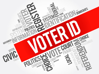 Voter ID word cloud collage , social concept background