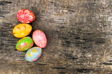 Easter eggs on wooden background