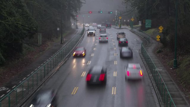 Rush Hour Rain Timelapse, Vancouver, BC 4K. UHD. Rush hour traffic timelapse on a rainy, stormy morning. 4K. UHD.
