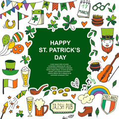 Saint Patrick's Day traditional symbols collection.