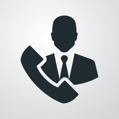 Icono plano hombre de negocios telefono en fondo degradado