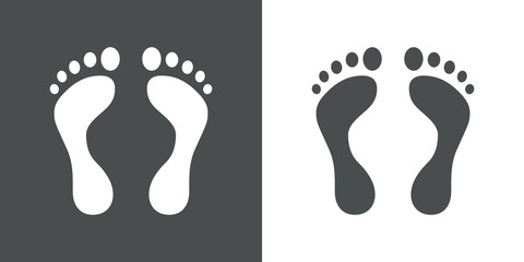 Icono plano huellas de pies gris y blanco