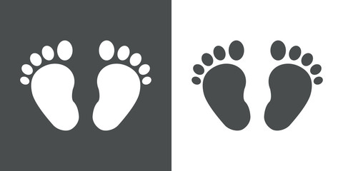 Icono plano pies de bebé gris y blanco