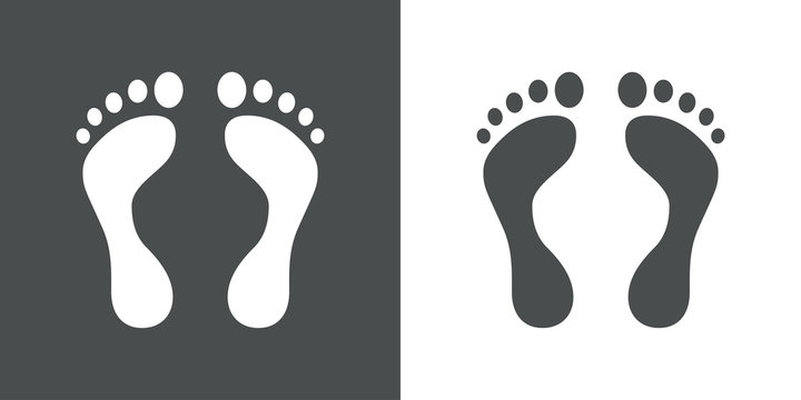 Icono plano huellas de pies gris y blanco